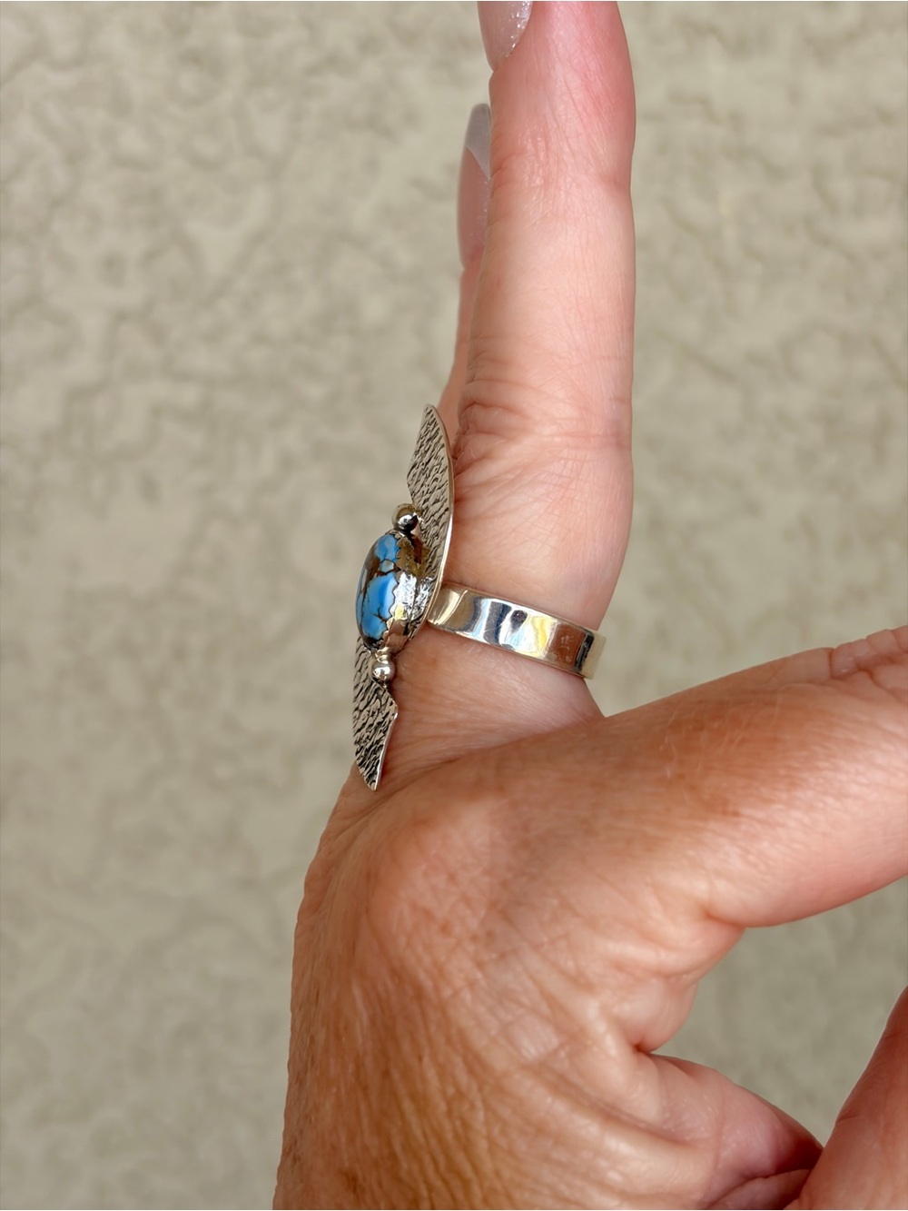 925 Sterling Silver Golden Hills Turquoise Stone Ring - Picture 4 of 11